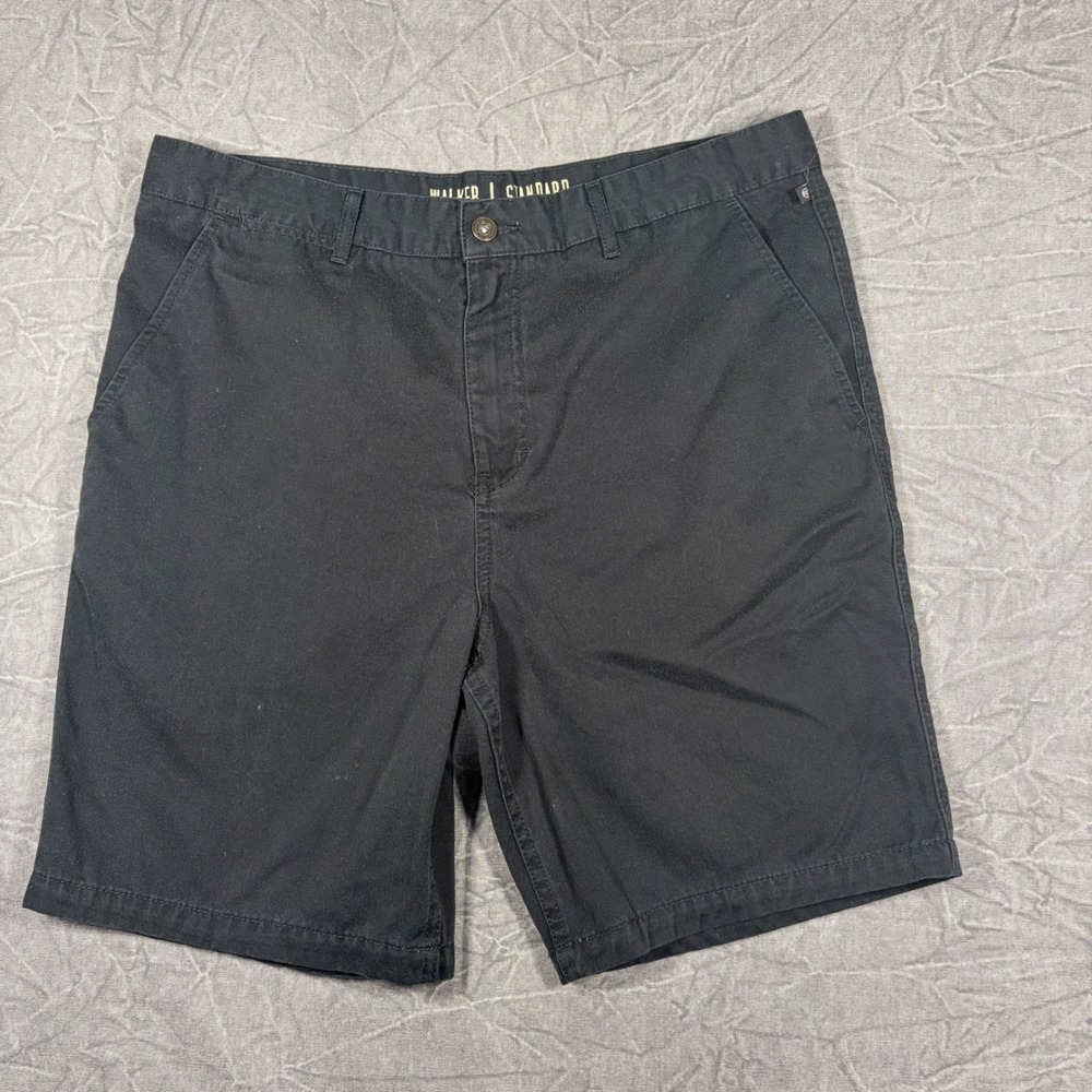 Free World Walker Standard Mens Chino Shorts Black Sz 34 Casual Skate Flat Front